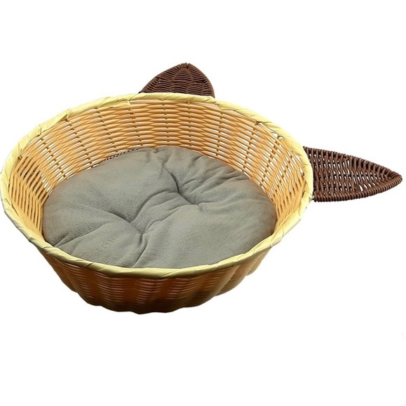 Woven Wicker Style Siamese Cat Cushion Bed - Picture 3 of 7